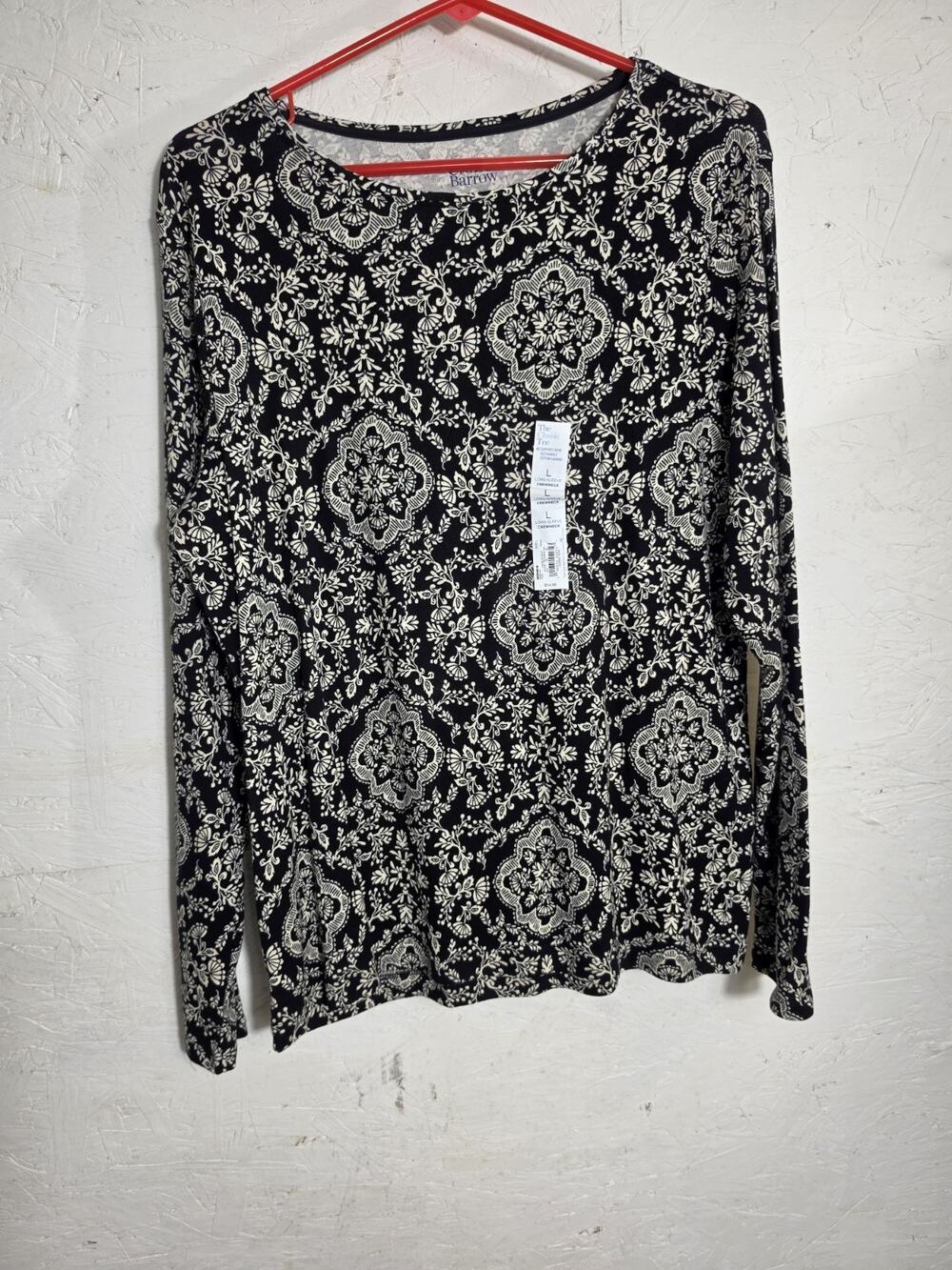 Croft And Barrow Women's Blouse Large Ling Sleeve Multicolor Black NWT